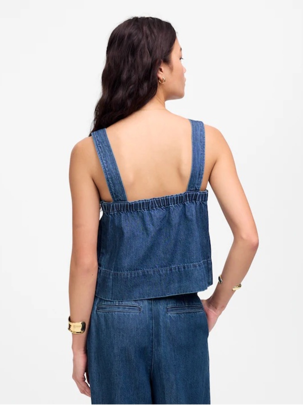 NWT Madewell Denim Apron Tank Top Square Neck XL